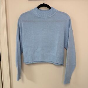Divided By H&M: Women's Light Blue Knit Long Sleeve Crop Sweater, Size S